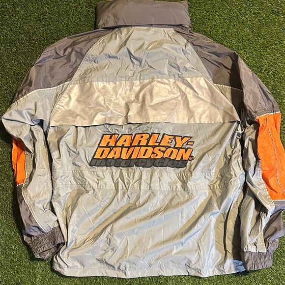 Vintage Y2K Harley-Davidson Silver and Orange Windbreaker - Picture 1 of 9